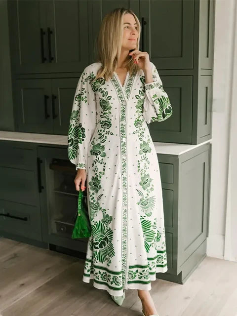 Elegant Printed Maxi-Dress
