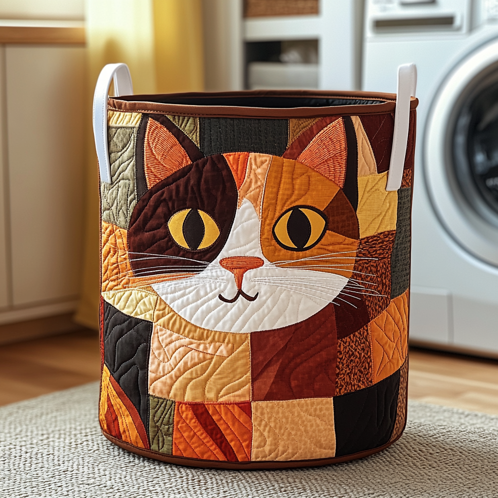 Patchy Cat Laundry Basket