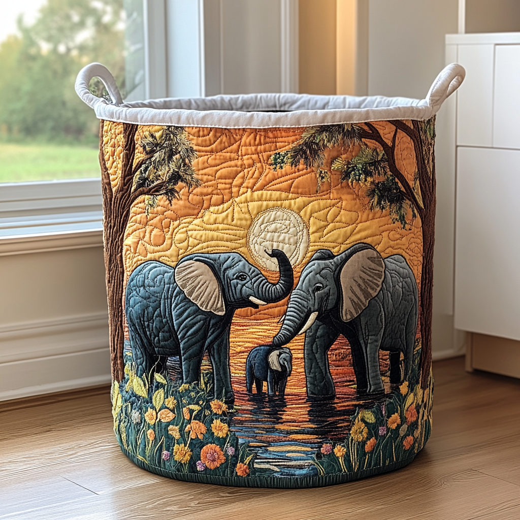 Rustic Elephant Laundry Basket
