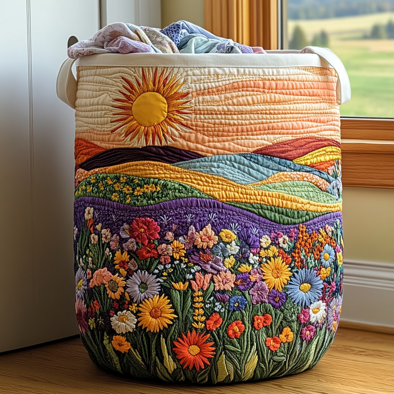 Sunny Bloom Laundry Basket